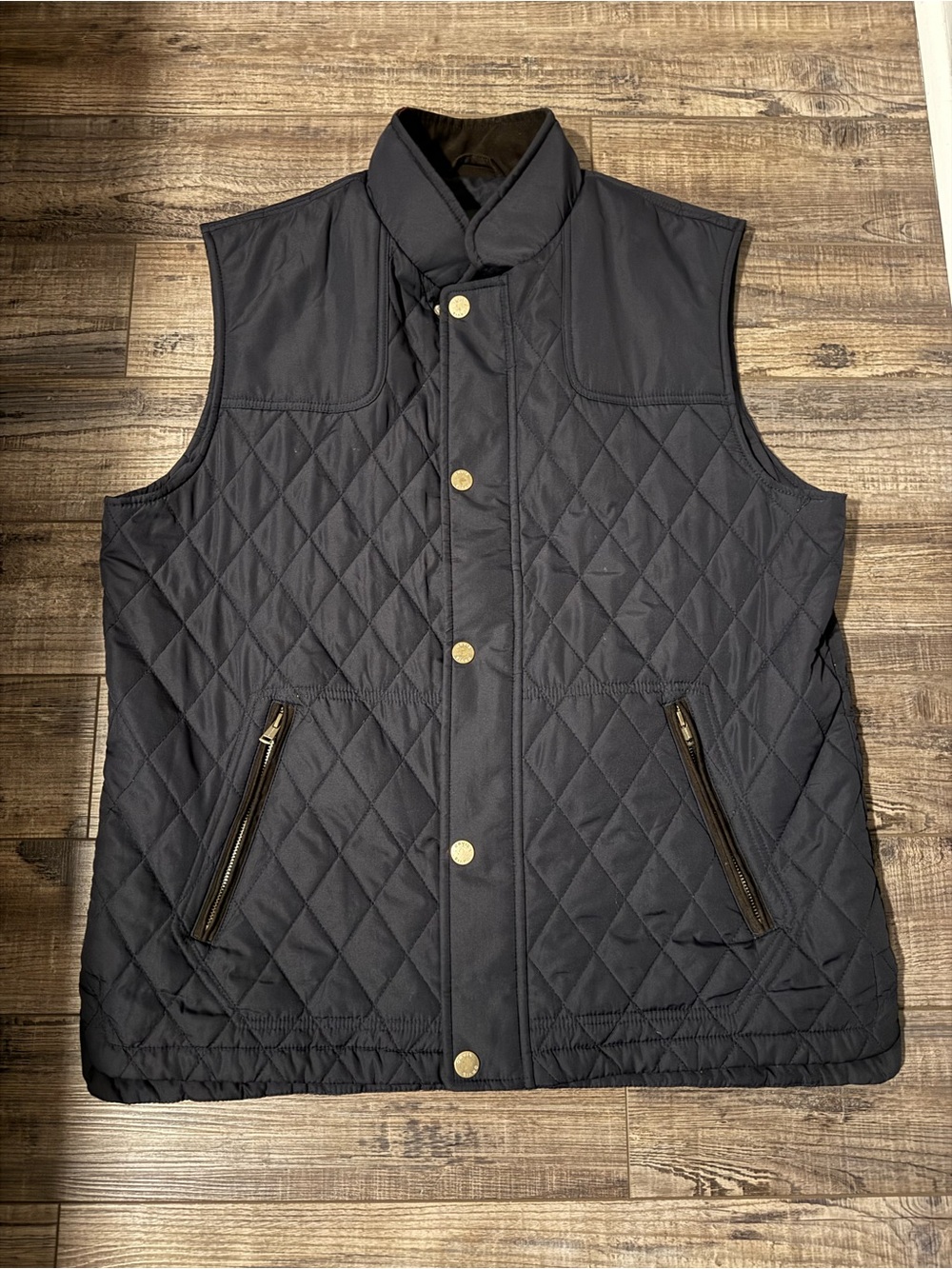 Orvis Quilted Vest in Navy with Gold Accents